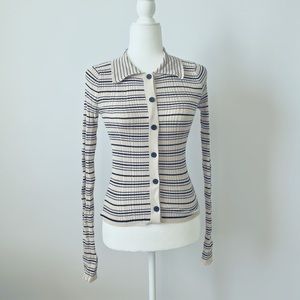NWT STRIPE COLLAR KNIT SWEATER